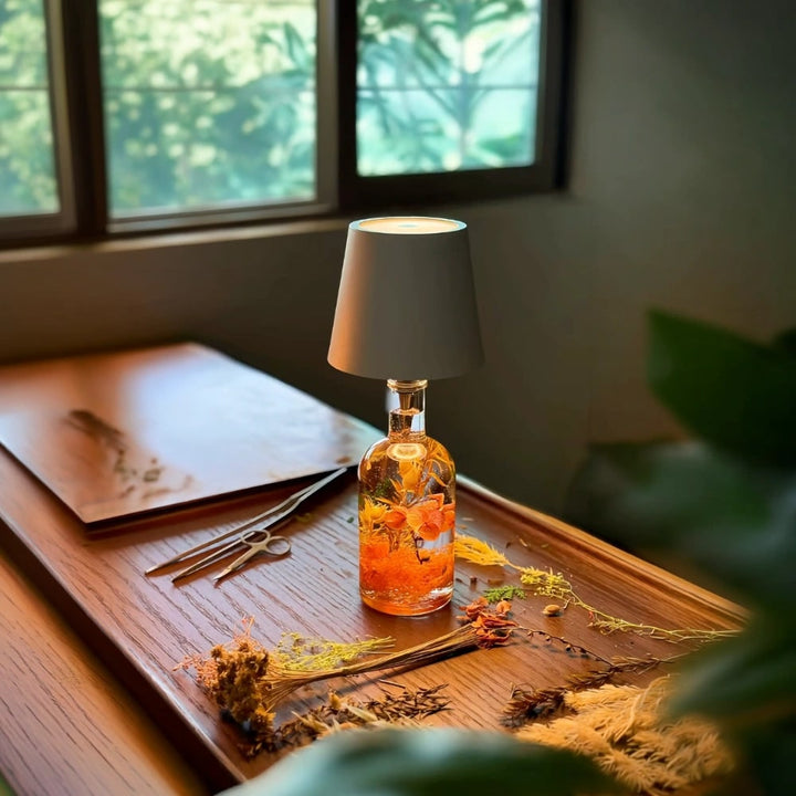 Table Lamp Cordless Bottle Rechargeable LED Metal Portable Design