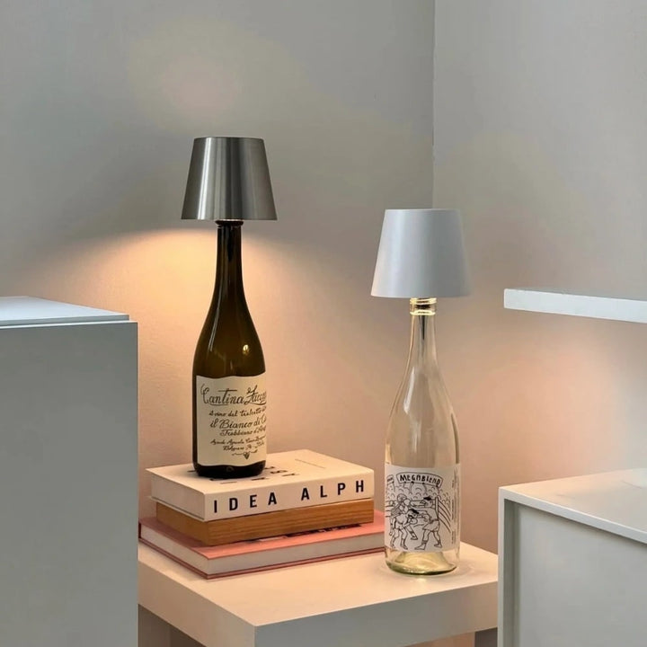 Table Lamp Cordless Bottle Rechargeable LED Metal Portable Design