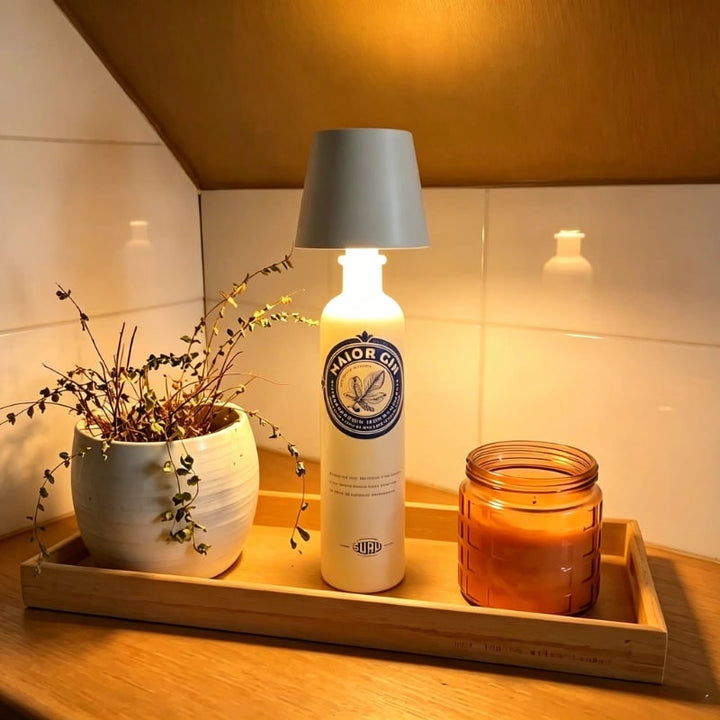 Table Lamp Cordless Bottle Rechargeable LED Metal Portable Design
