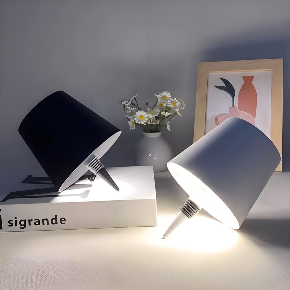 Table Lamp Cordless Bottle Rechargeable LED Metal Portable Design