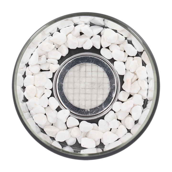 Tabletop Fire Pit Fireplace Bioethanol Glass Cylinder Pebbles Portable Ethanol