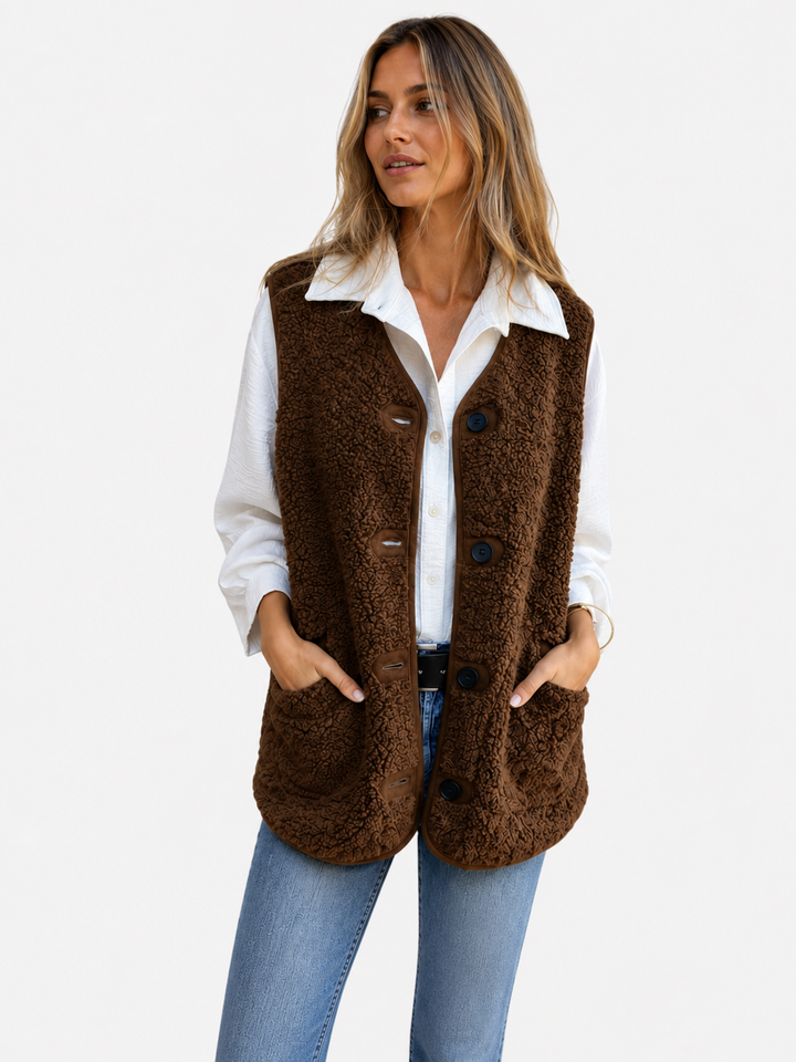 Women's Teddy Plush Button-Up Gilet