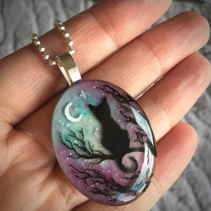 'The Starry Night' cute cat necklace