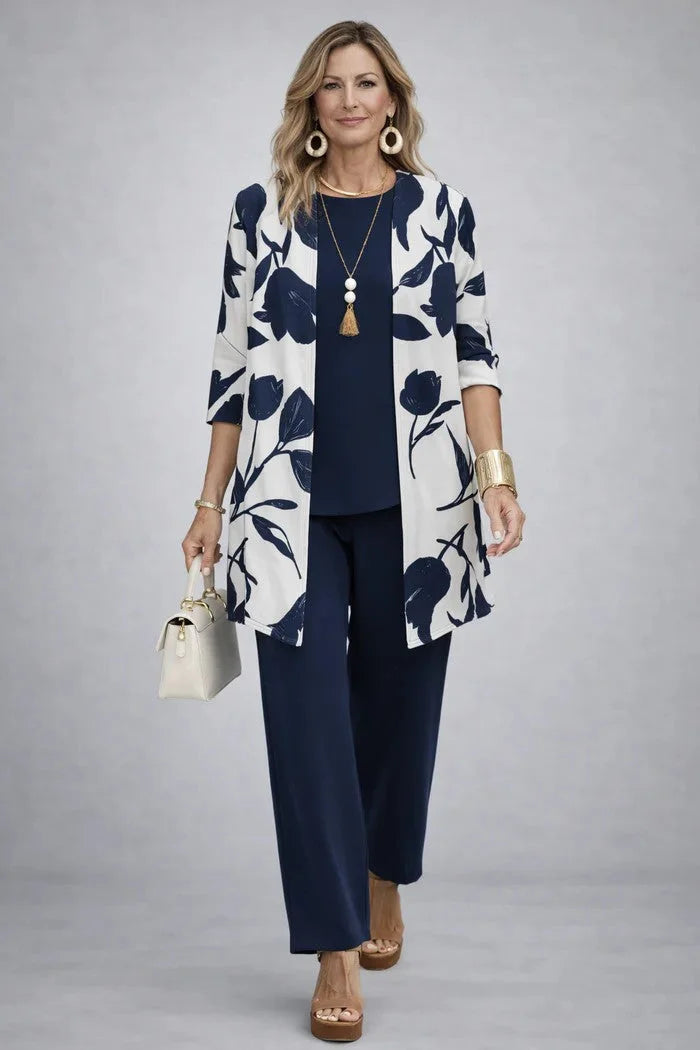 Three-Piece Cardigan, Top and Trouser Set