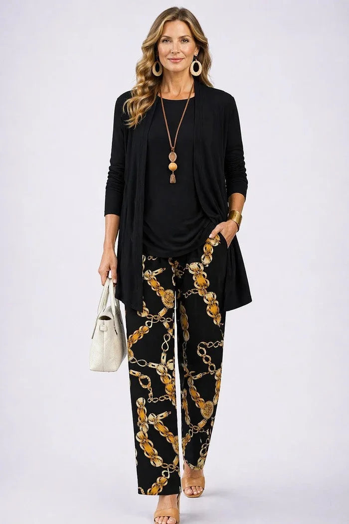 Three-Piece Cardigan, Top and Trouser Set