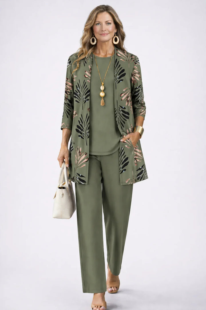 Three-Piece Cardigan, Top and Trouser Set