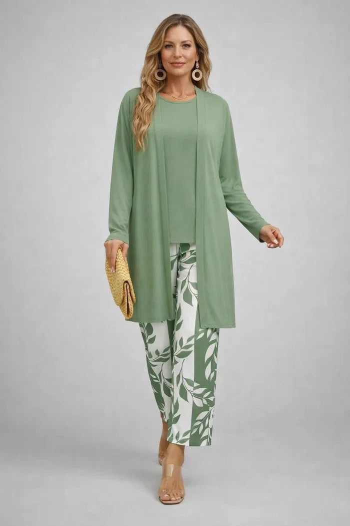 Three-Piece Cardigan, Top and Trouser Set