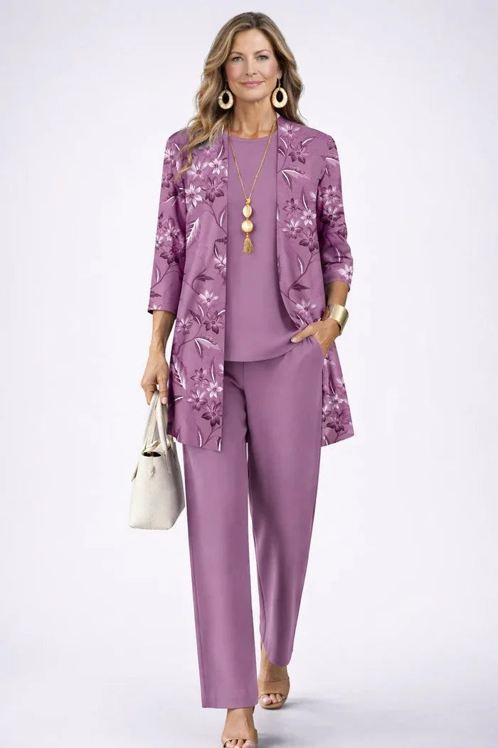 Three-Piece Cardigan, Top and Trouser Set
