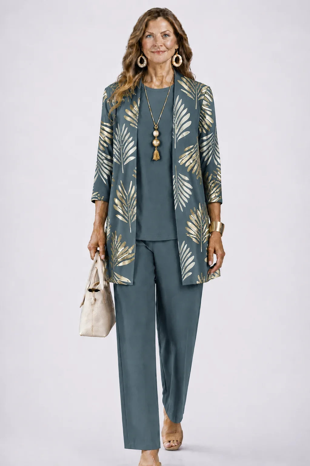 Three-Piece Cardigan, Top and Trouser Set