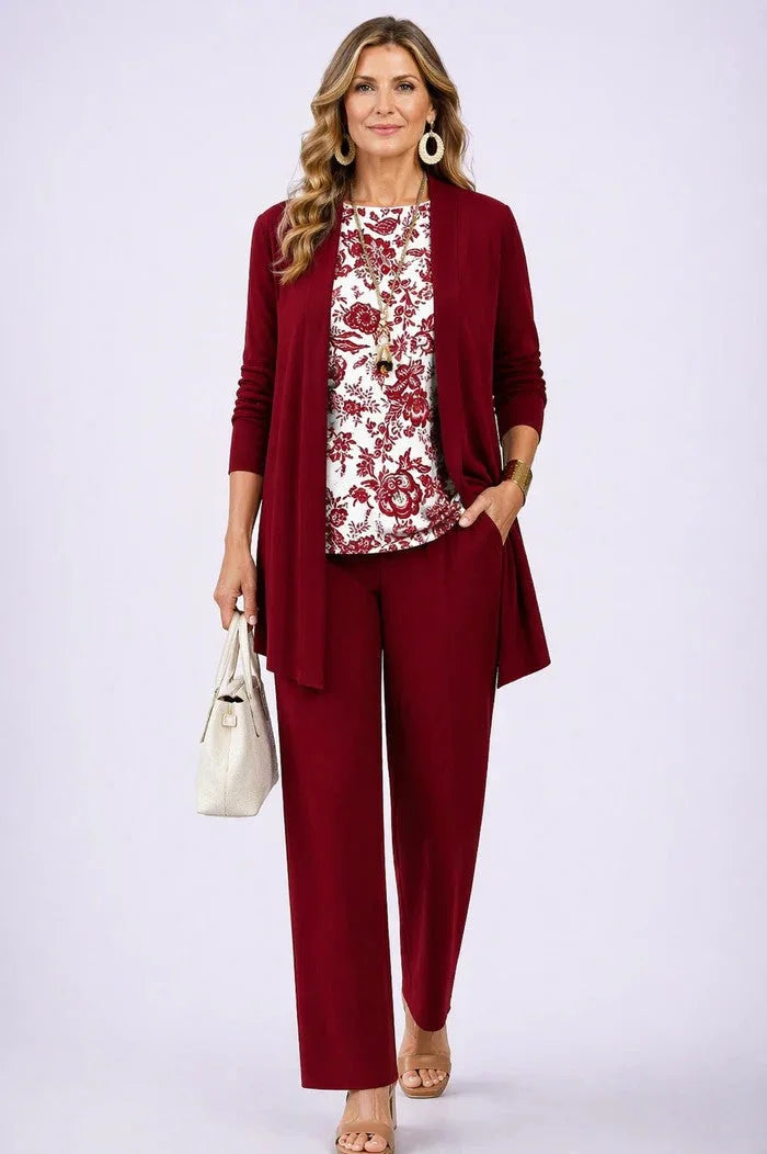 Three-Piece Cardigan, Top and Trouser Set