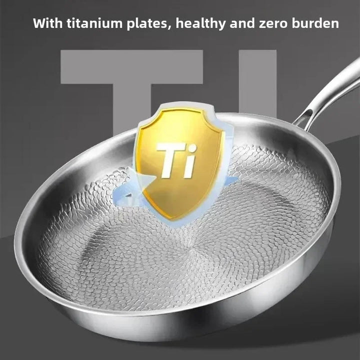 Titanium Non Stick Frying Pan Hammered Stainless Steel Induction Compatible Skillet