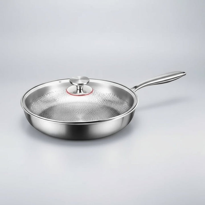 Titanium Non Stick Frying Pan Hammered Stainless Steel Induction Compatible Skillet