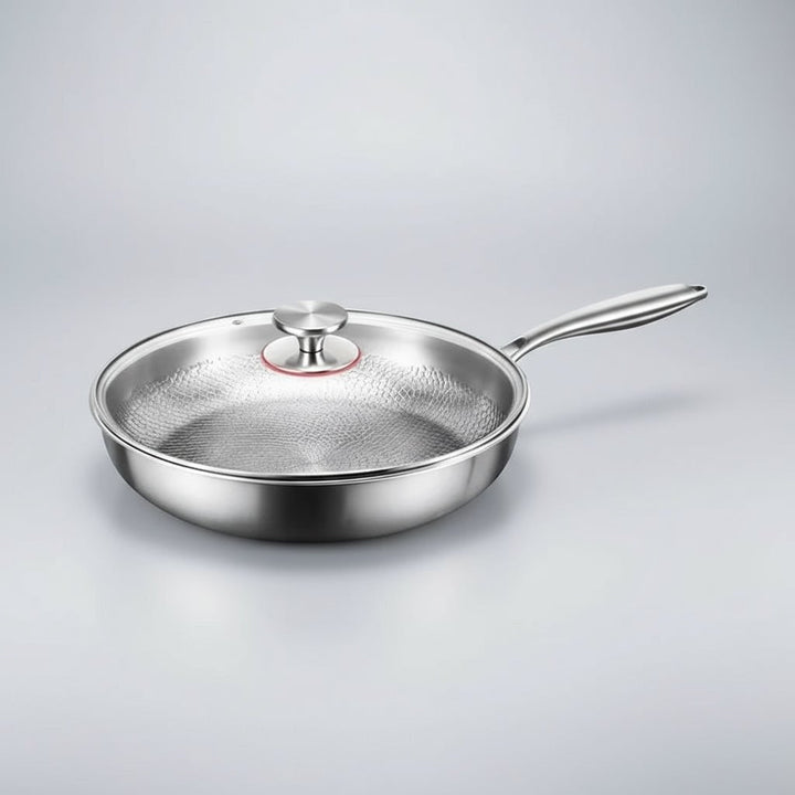 Titanium Non Stick Frying Pan Hammered Stainless Steel Induction Compatible Skillet