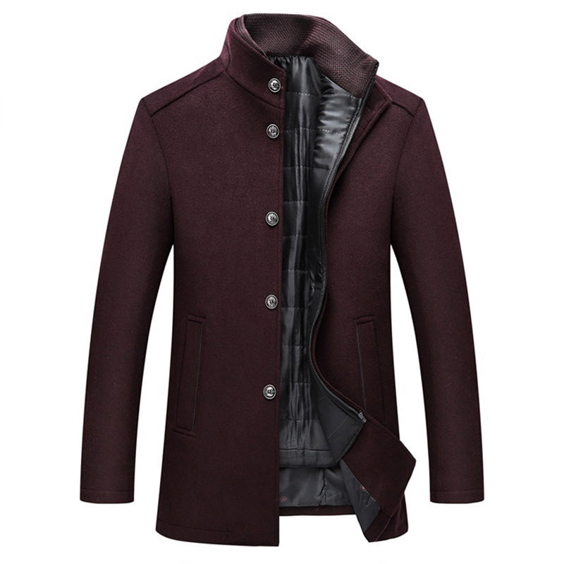 Wool Windproof Striped Men's Coat - Logan