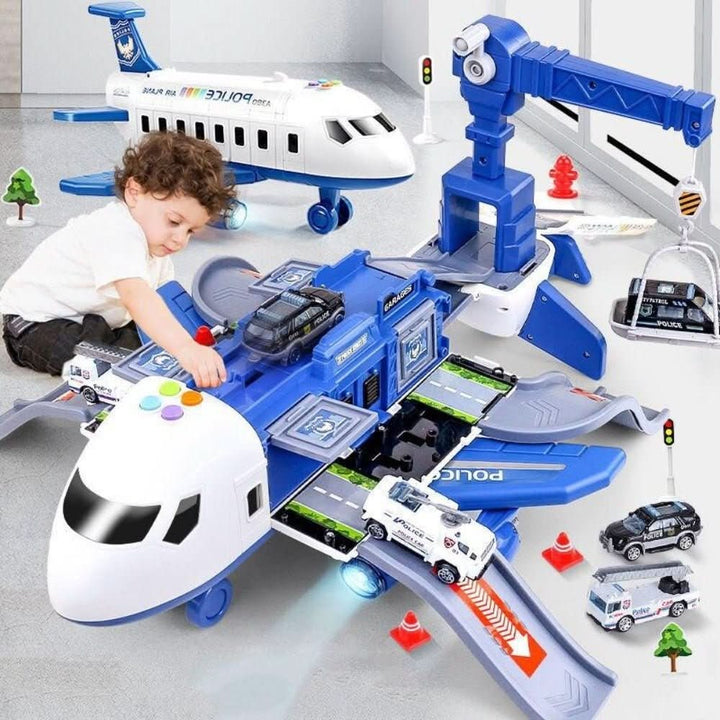 Toy Airplane Playset Foldable Cargo Mini Vehicles Working Crane