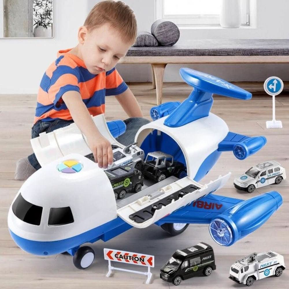 Toy Airplane Playset Foldable Cargo Mini Vehicles Working Crane