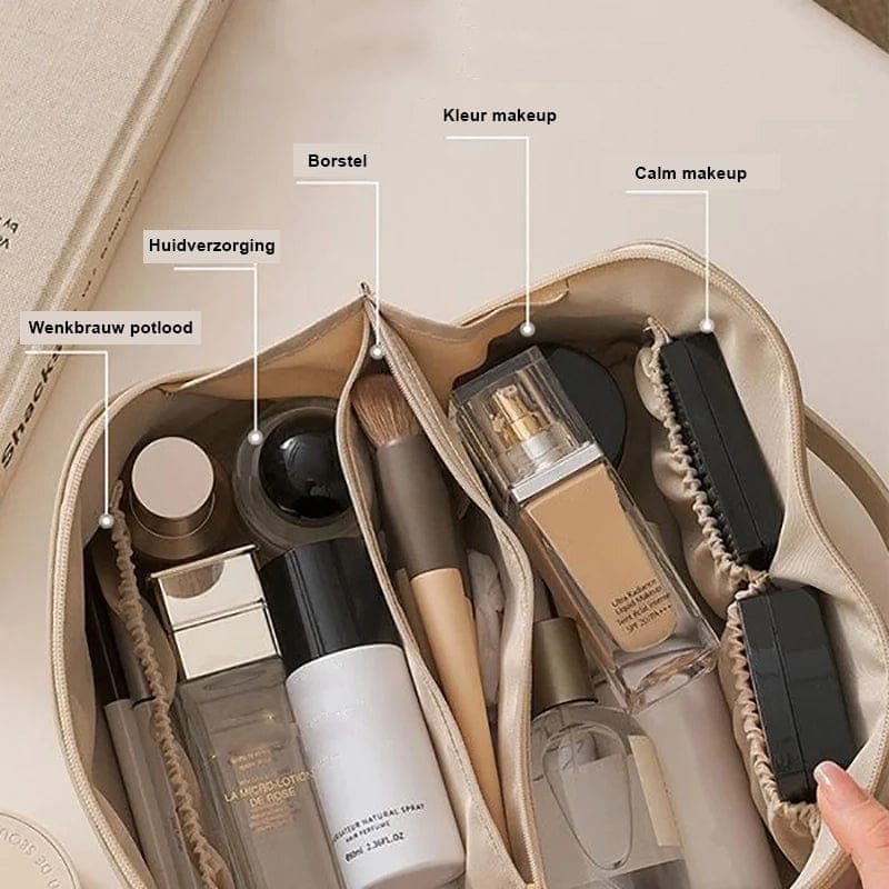 BellaPack Wide-Opening Makeup Bag | Waterproof & Adjustable Compartments | 26x11x15 cm | For Travel & Everyday Use