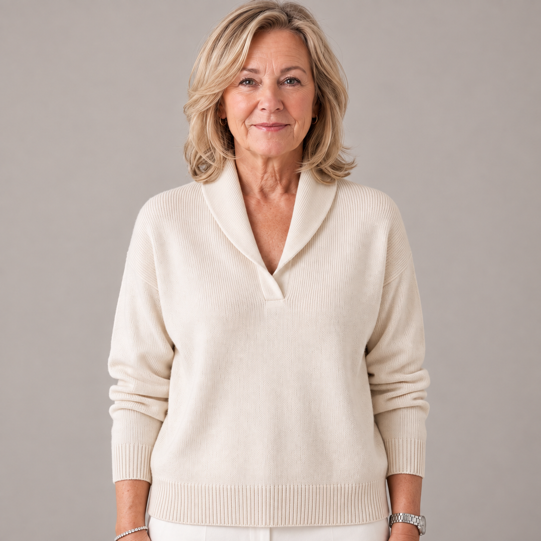 Soft Women's Jumper with Shawl Collar and Long Sleeves