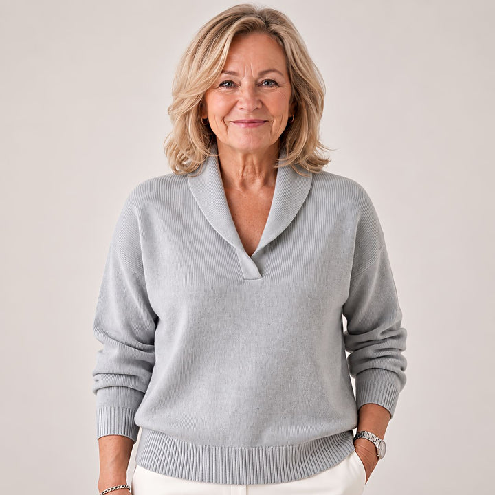 Soft Women's Jumper with Shawl Collar and Long Sleeves