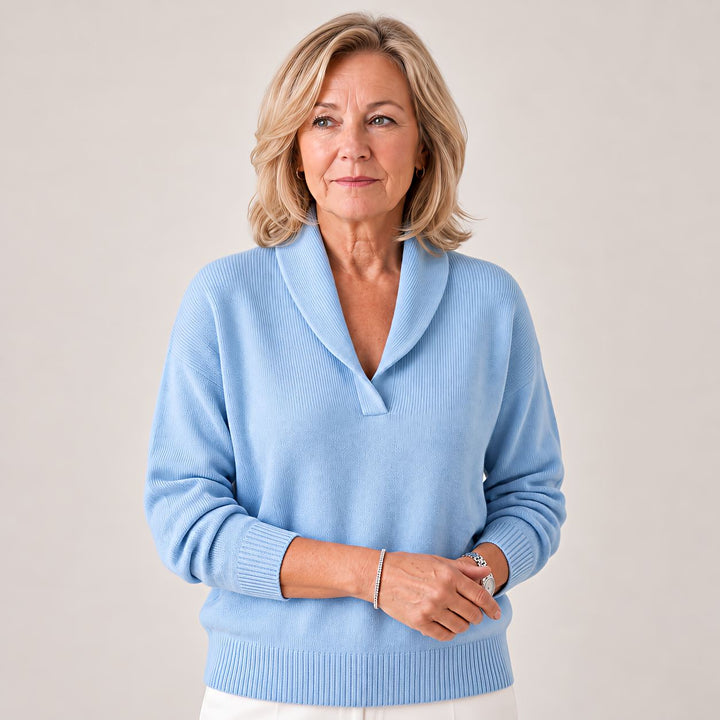 Soft Women's Jumper with Shawl Collar and Long Sleeves