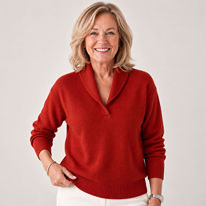 Soft Women's Jumper with Shawl Collar and Long Sleeves