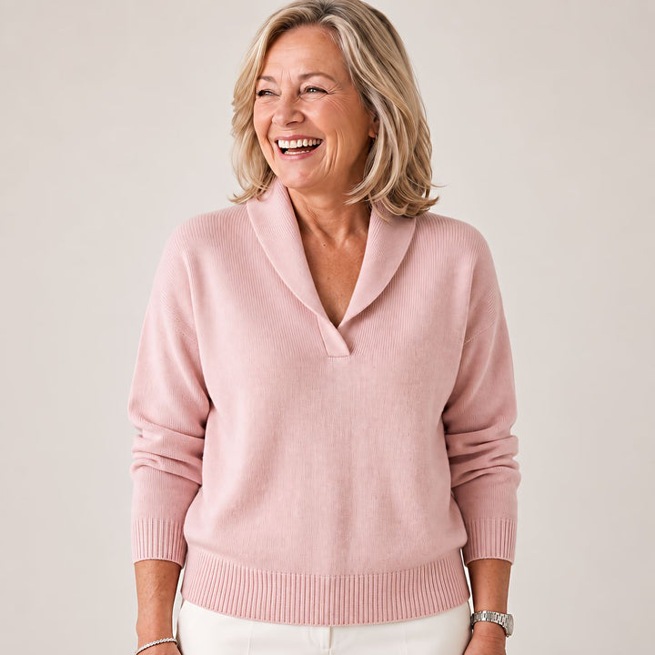 Soft Women's Jumper with Shawl Collar and Long Sleeves