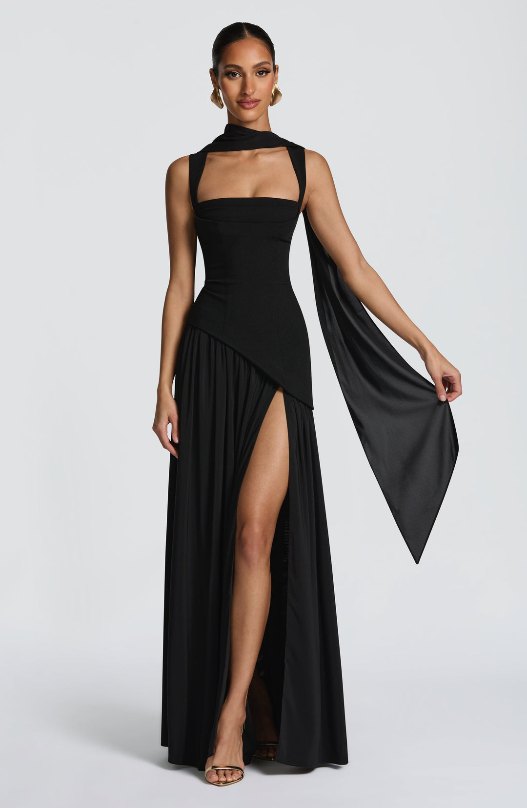 Flowing Chiffon Maxi Dress with Lace-Up Back