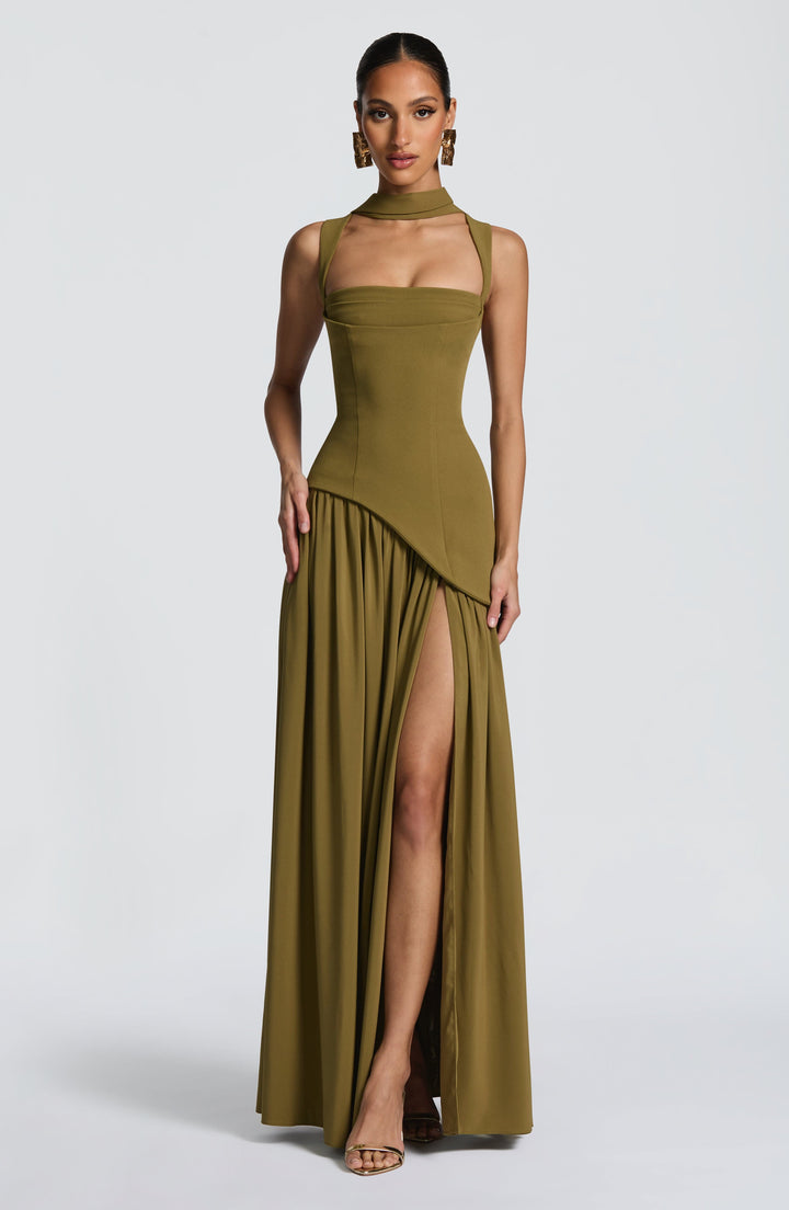 Flowing Chiffon Maxi Dress with Lace-Up Back