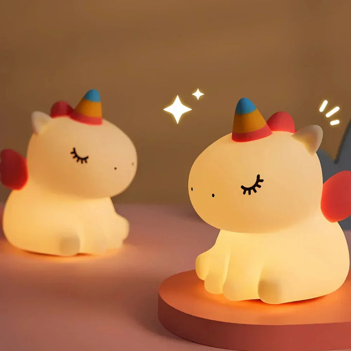 Cute Character Bedside Night Light Touch Control Rechargeable Lamp