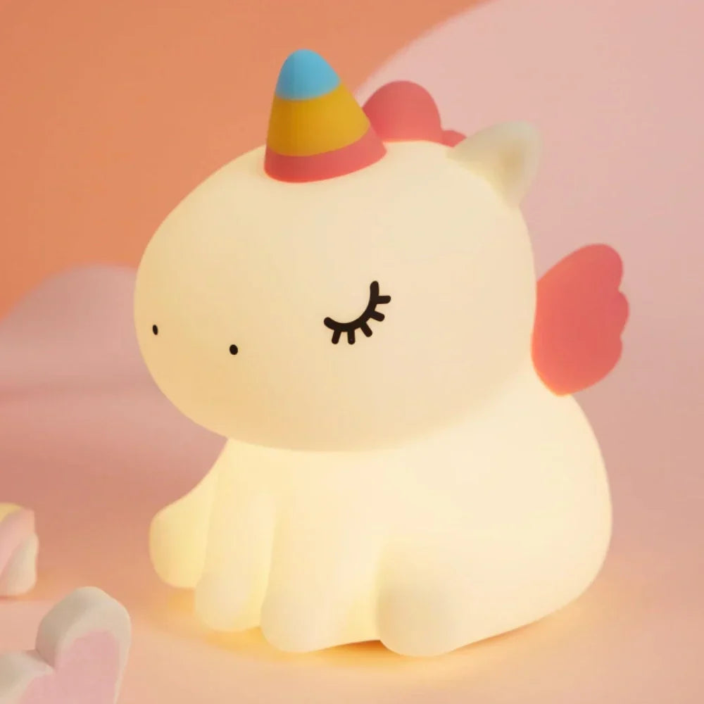 Cute Character Bedside Night Light Touch Control Rechargeable Lamp