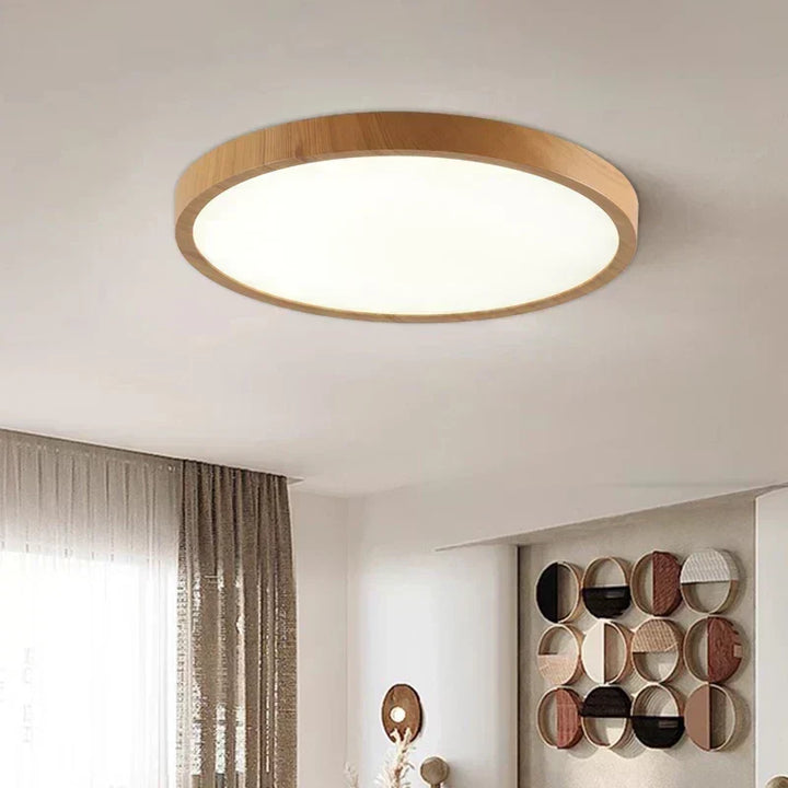 Ultra-Thin Round Walnut Wood Ceiling Light for Elegant Modern Rooms