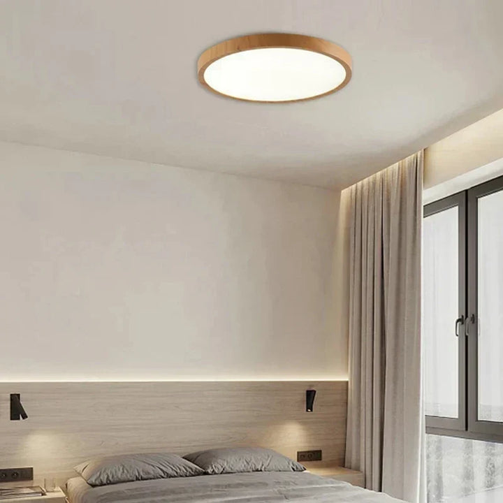 Ultra-Thin Round Walnut Wood Ceiling Light for Elegant Modern Rooms