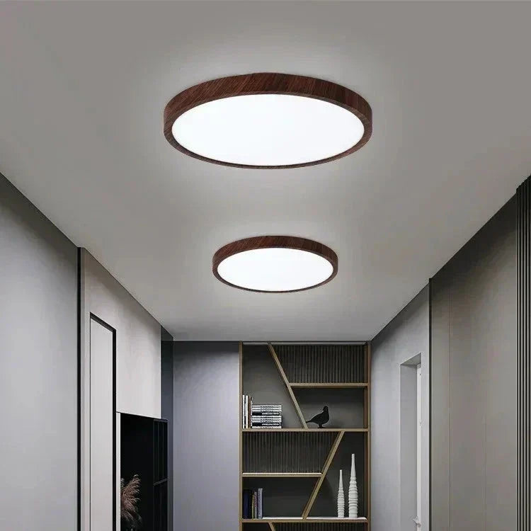 Ultra-Thin Round Walnut Wood Ceiling Light for Elegant Modern Rooms
