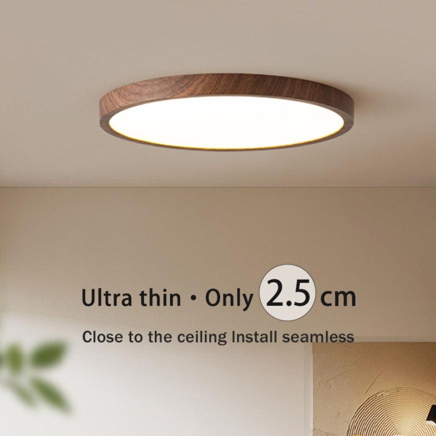 Ultra-Thin Round Walnut Wood Ceiling Light for Elegant Modern Rooms