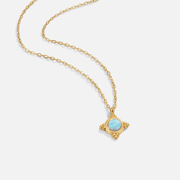 Vintage Blue Opal Pendant Necklace