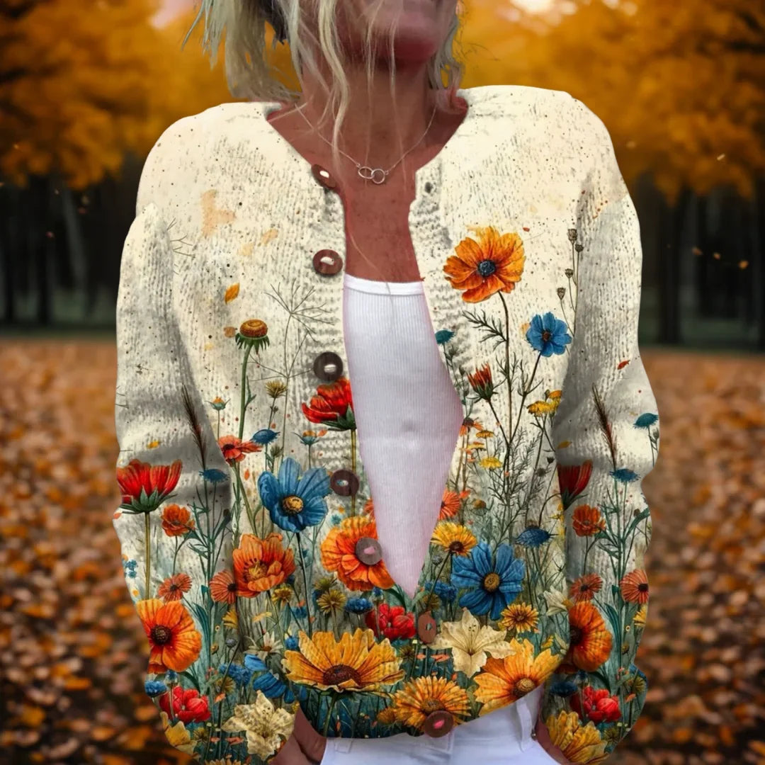 Vintage Floral Open-Front Cardigan