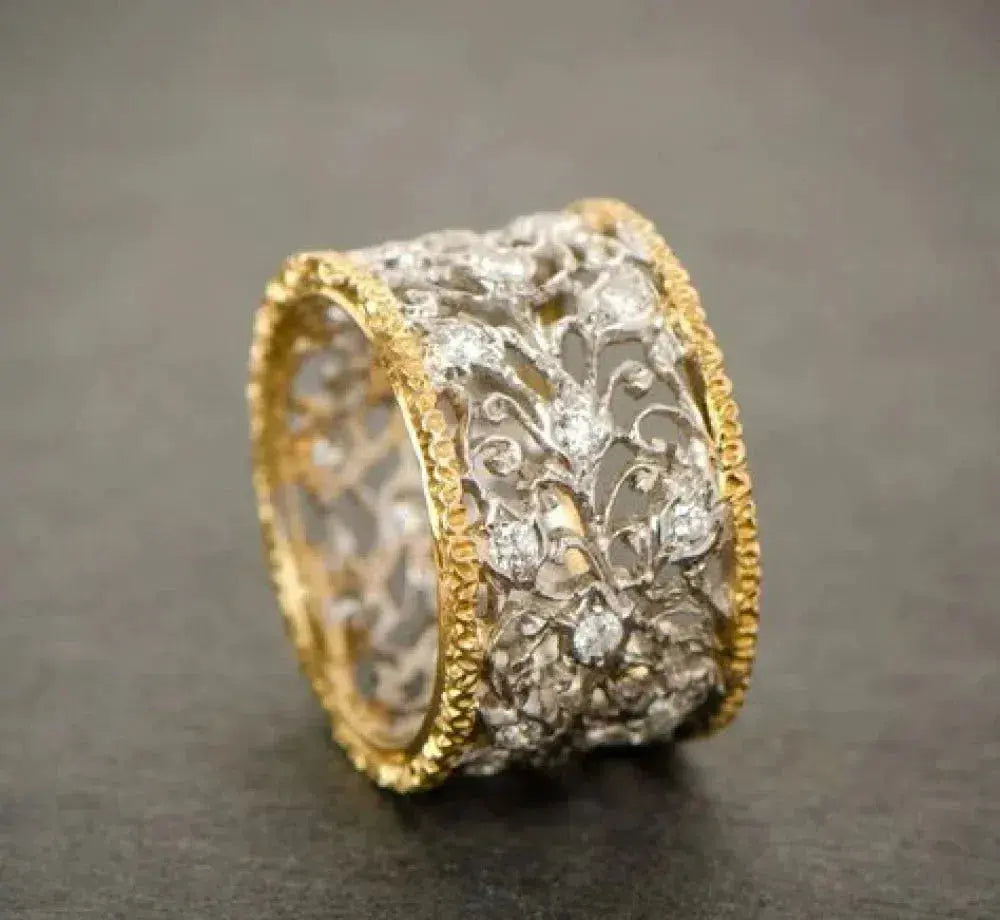 Elegant cubic zirconia ivy ring