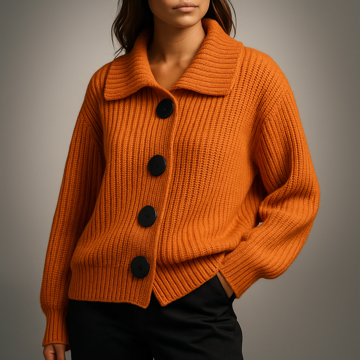 Women's Oversized Cardigan with Large Buttons – Chunky Knit