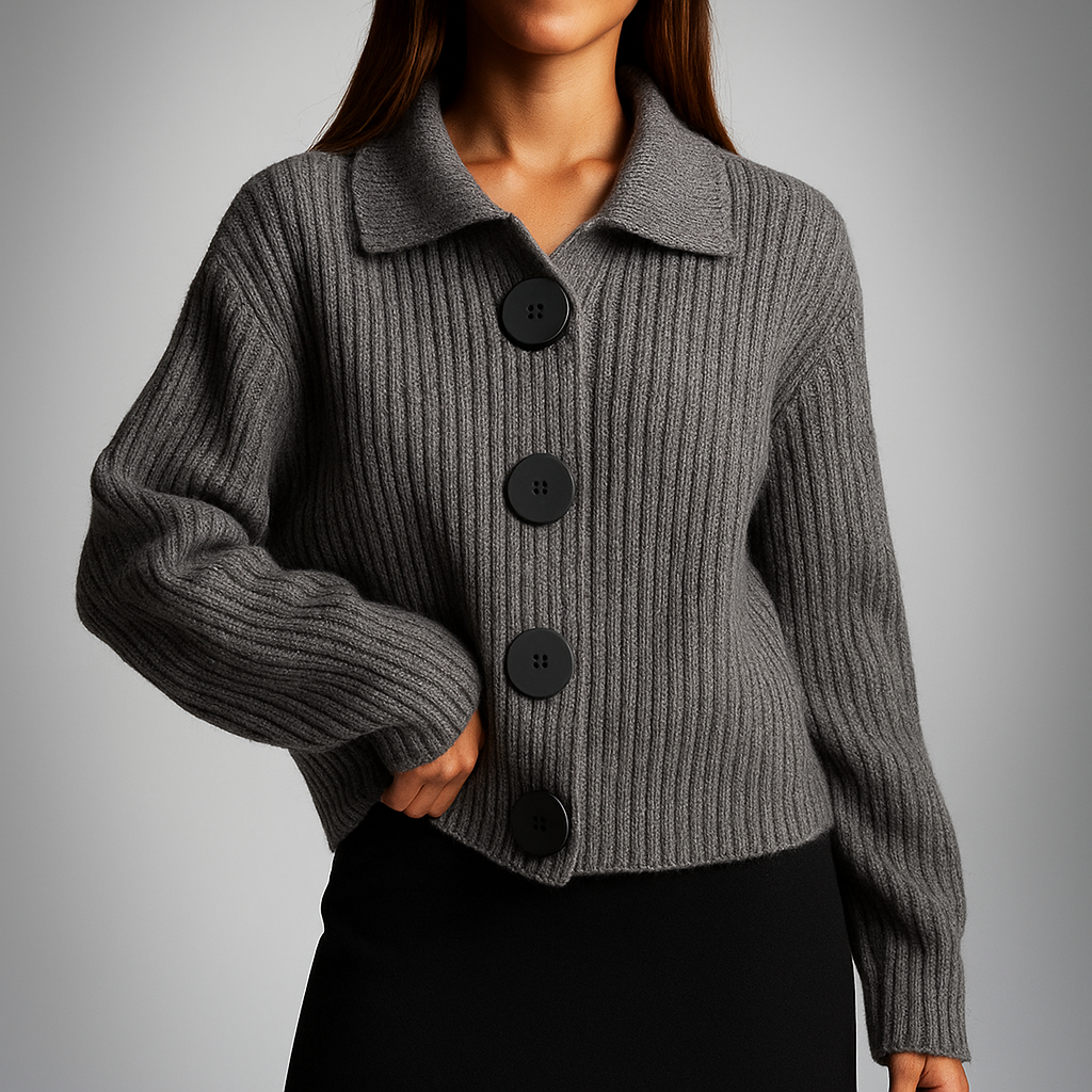 Women's Oversized Cardigan with Large Buttons – Chunky Knit