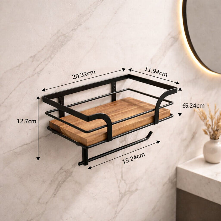 Wall-Mounted Toilet Roll Holder with Shelf for Phone and Tissues
