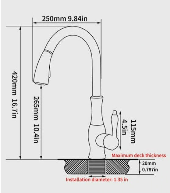 Kitchen Tap | Pull-Out Kitchen Mixer Tap | Sink Tap | AquaKraft