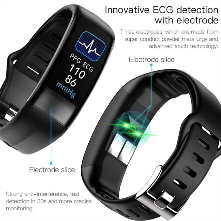 Water Resistant Fitness Tracker Wearable Heart Rate Activity Silicone Band Ecg Monitor