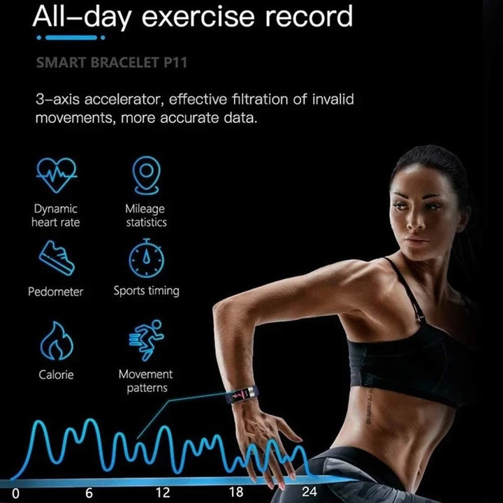 Water Resistant Fitness Tracker Wearable Heart Rate Activity Silicone Band Ecg Monitor