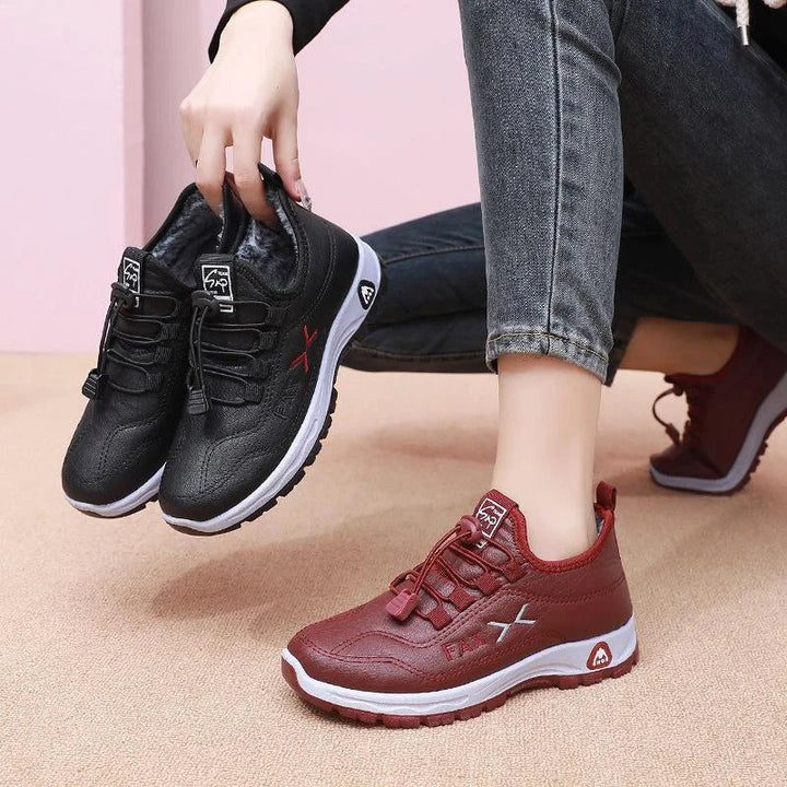 Women's Waterproof Lace-Up Trainers with Fleece Lining