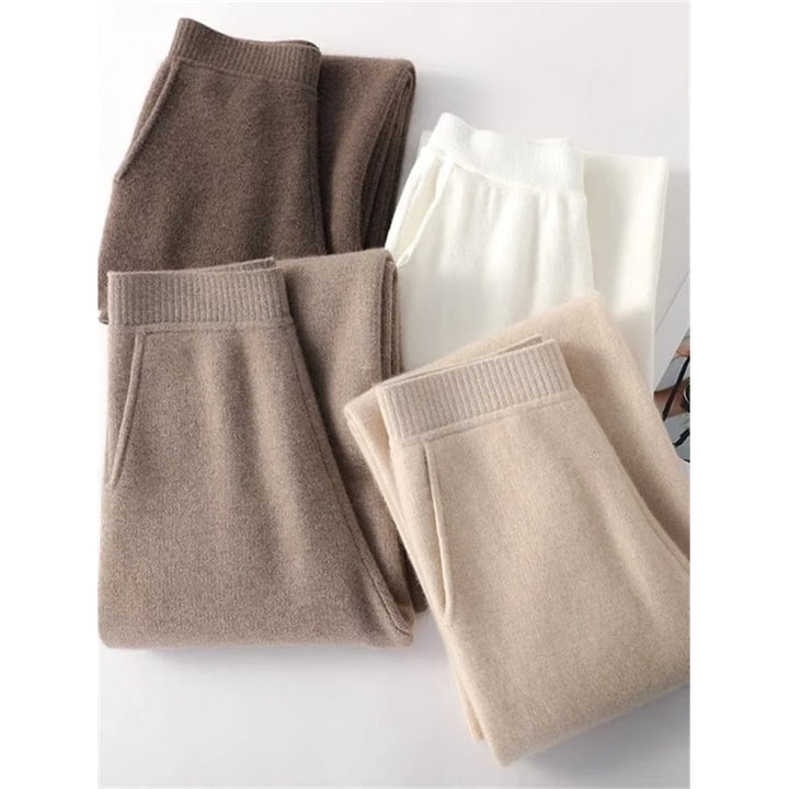 Wide Leg Pants Women's Knit High Waisted Soft Pockets Seamless Cashmere