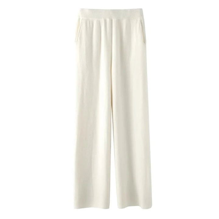Wide Leg Pants Women's Knit High Waisted Soft Pockets Seamless Cashmere