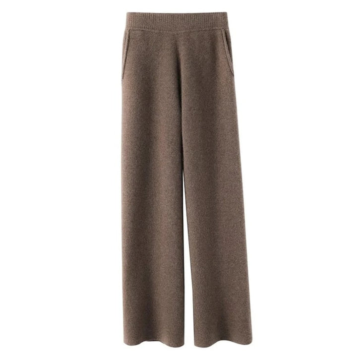 Wide Leg Pants Women's Knit High Waisted Soft Pockets Seamless Cashmere