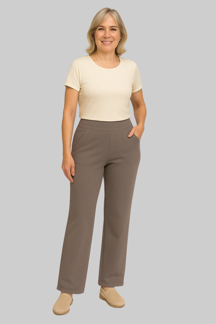 Women's High-Waisted Stretch Trousers – Comfortable Pull-On Trousers