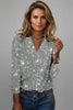 Sequin V-Neck Long Sleeve Jumper