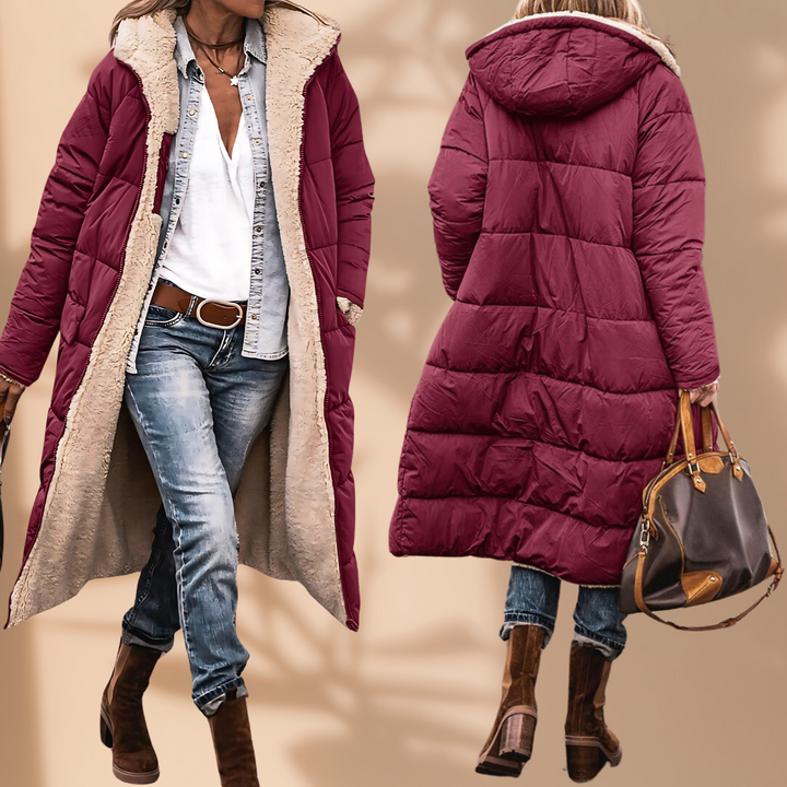 Women's Lined Winter Jacket – Windproof and Waterproof with Hood